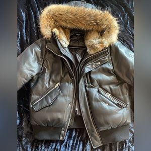 Black Fur Trim Mackage Leather Jacket Size 46